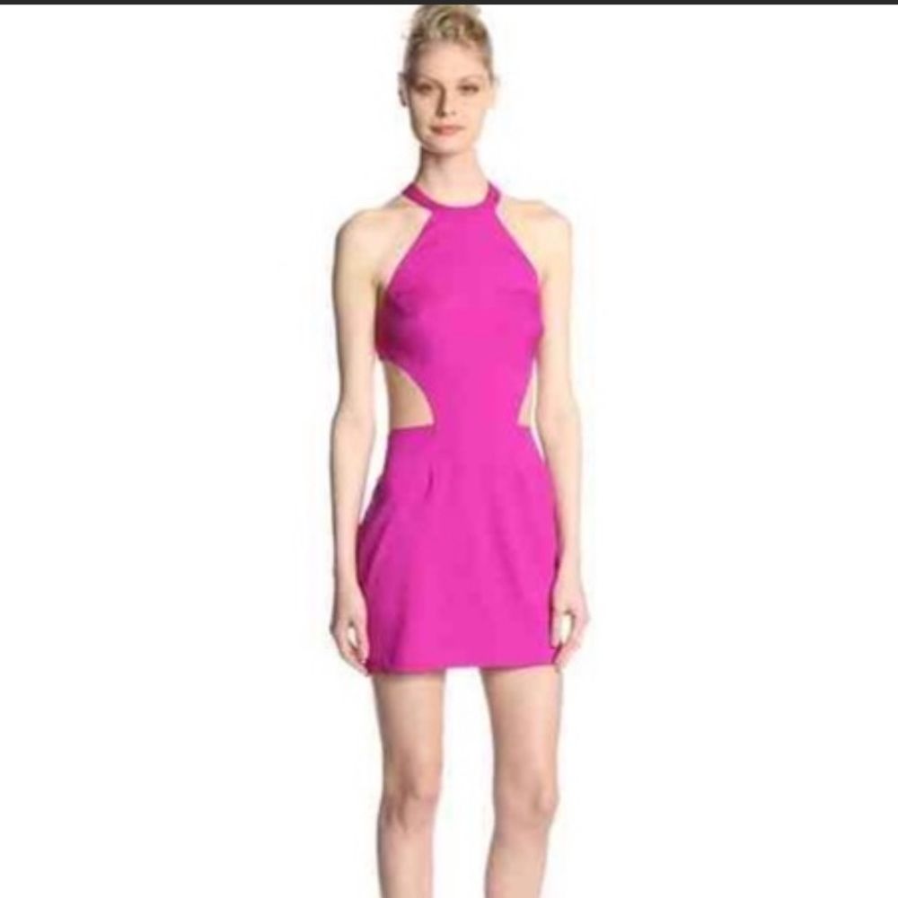 NAVEN hot pink cutout mini dress